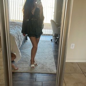 Green polkadot romper